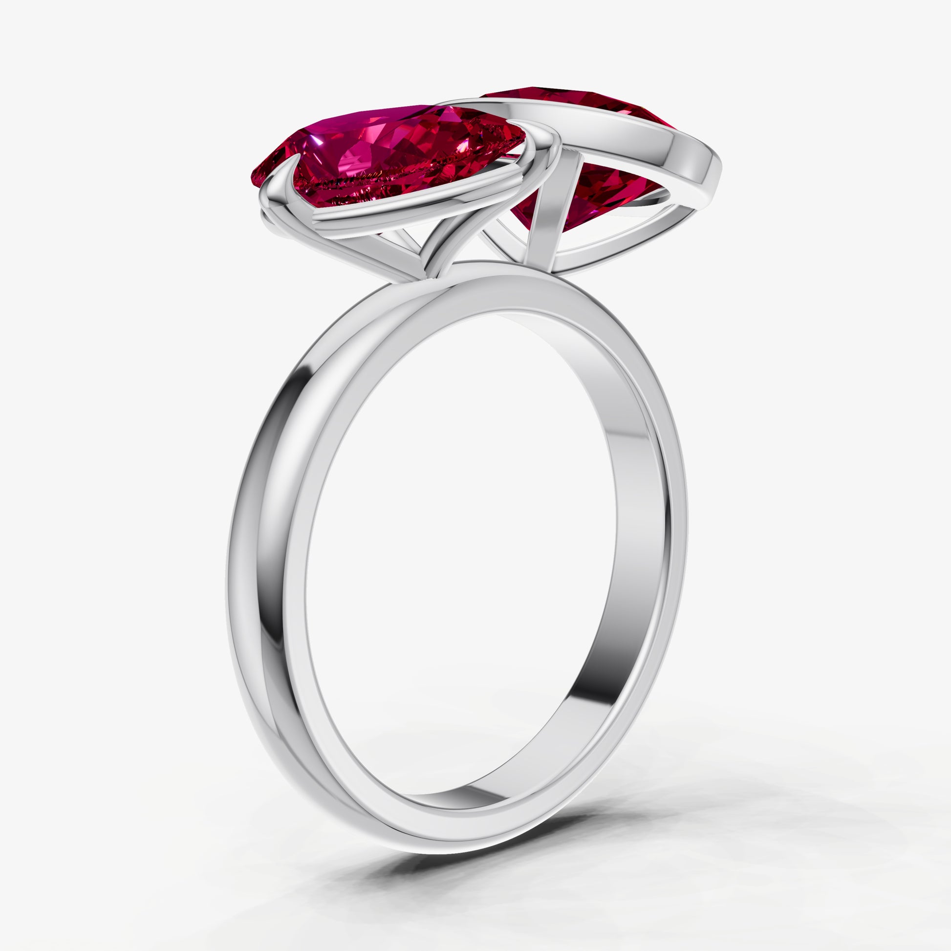 Ruby Toi et Moi Bezel Gemstone Engagement Ring