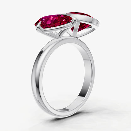 Ruby Toi et Moi Bezel Gemstone Engagement Ring