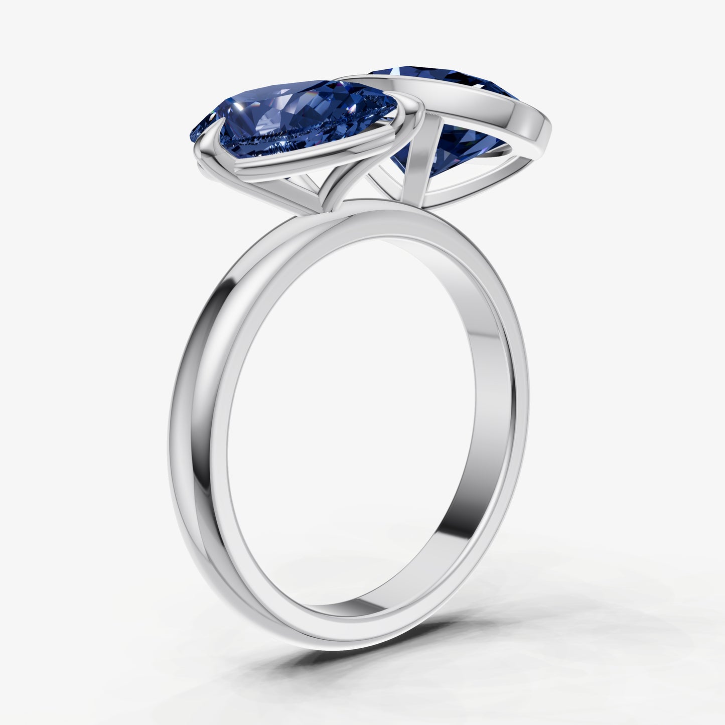 Blue sapphire Toi et Moi Bezel Gemstone Engagement Ring