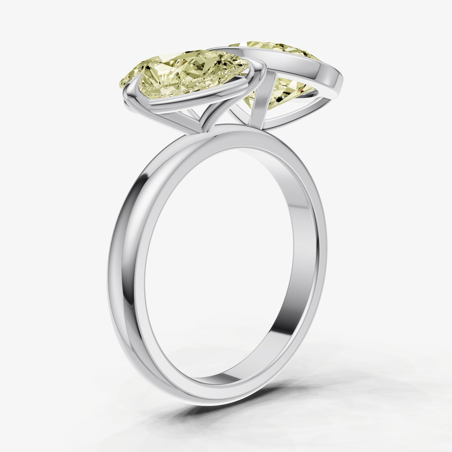 Yellow Diamond Toi et Moi Bezel Gemstone Engagement Ring