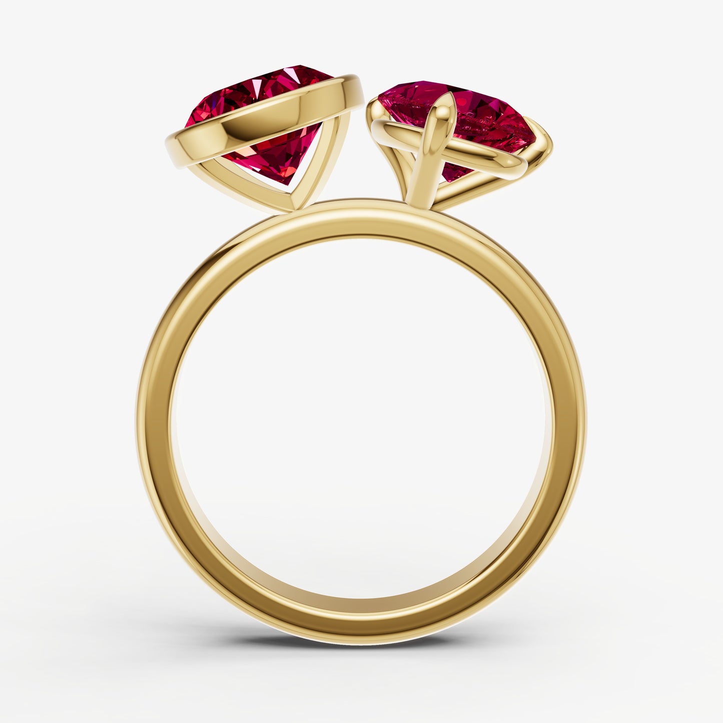 Ruby Toi et Moi Bezel Gemstone Engagement Ring