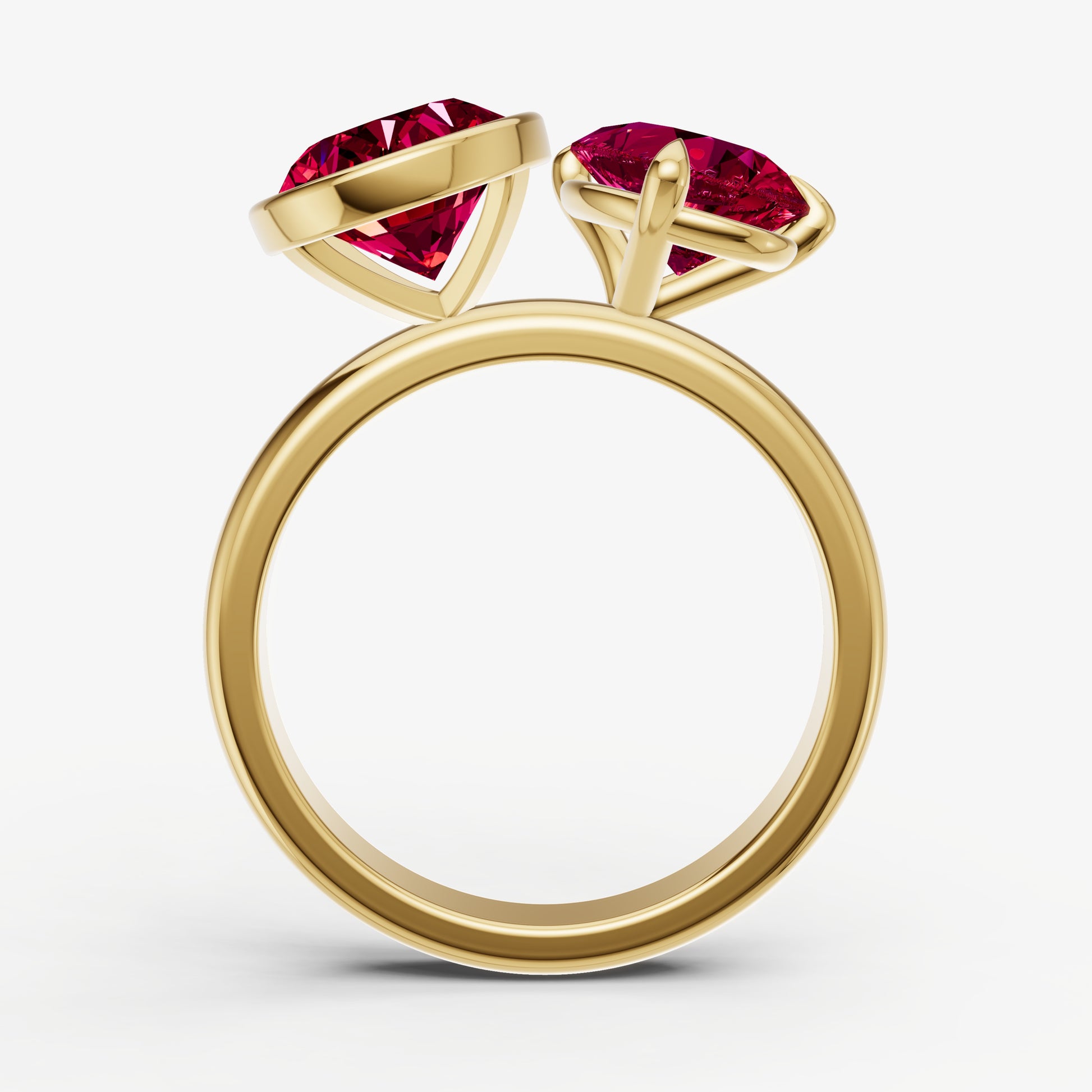 Ruby Toi et Moi Bezel Gemstone Engagement Ring