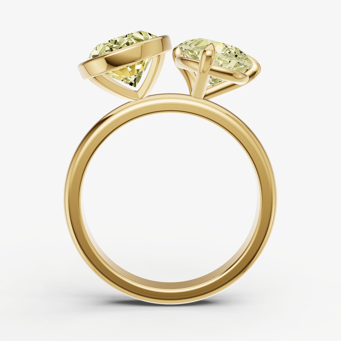 Yellow Diamond Toi et Moi Bezel Gemstone Engagement Ring