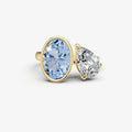 Aquamarine Toi et Moi Bezel Gemstone Engagement Ring