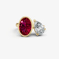 Ruby Toi et Moi Bezel Gemstone Engagement Ring