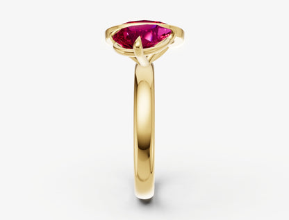 Ruby Toi et Moi Bezel Gemstone Engagement Ring