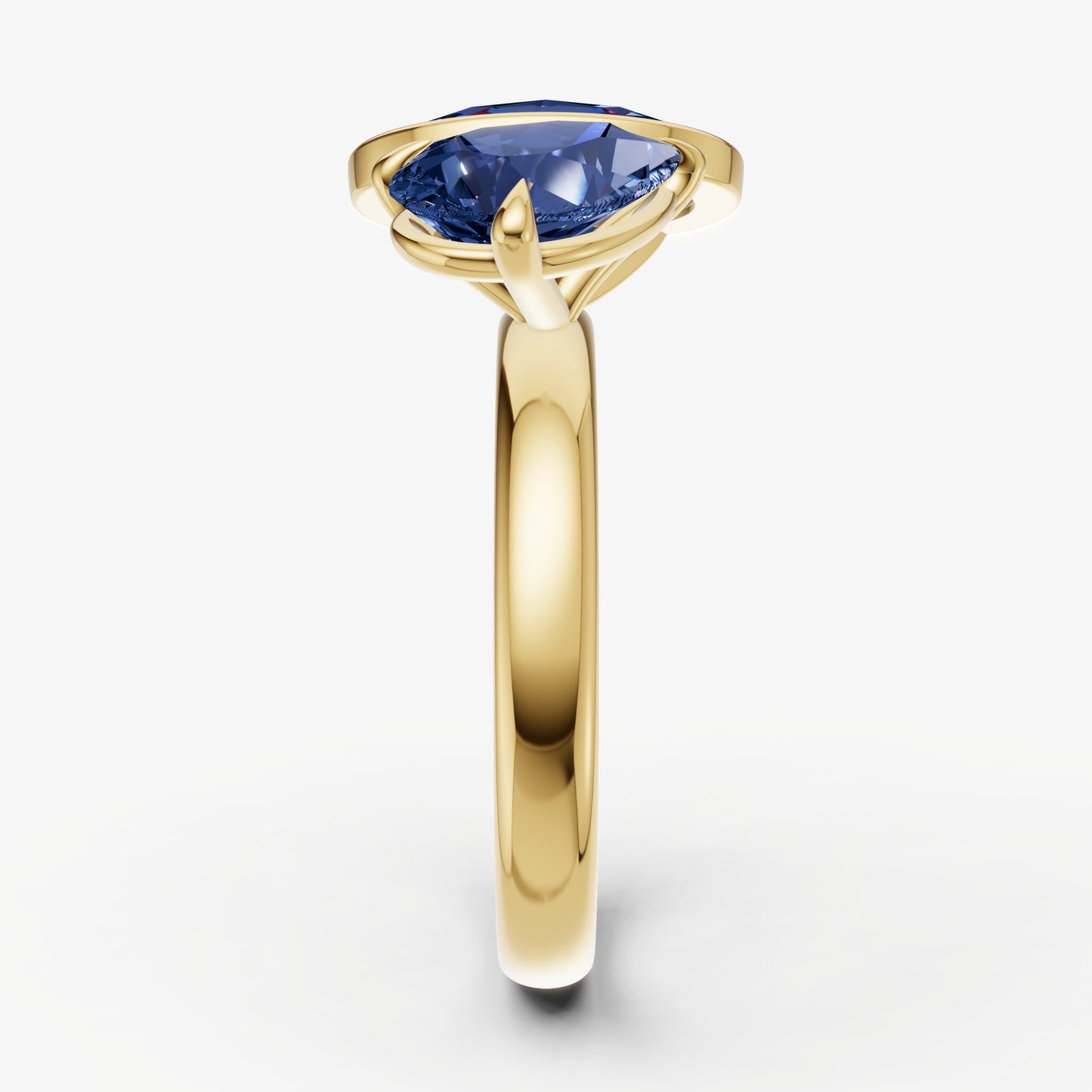 Blue sapphire Toi et Moi Bezel Gemstone Engagement Ring
