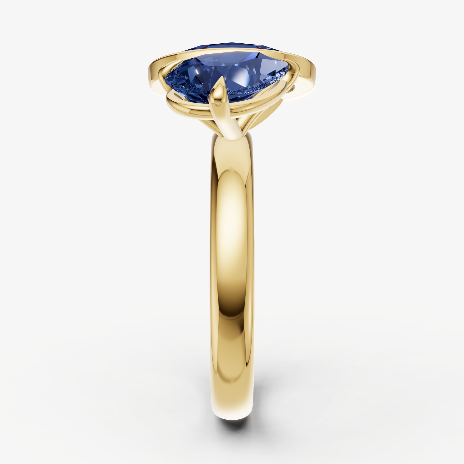 Blue sapphire Toi et Moi Bezel Gemstone Engagement Ring