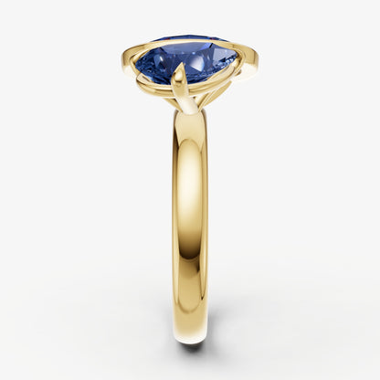 Blue sapphire Toi et Moi Bezel Gemstone Engagement Ring