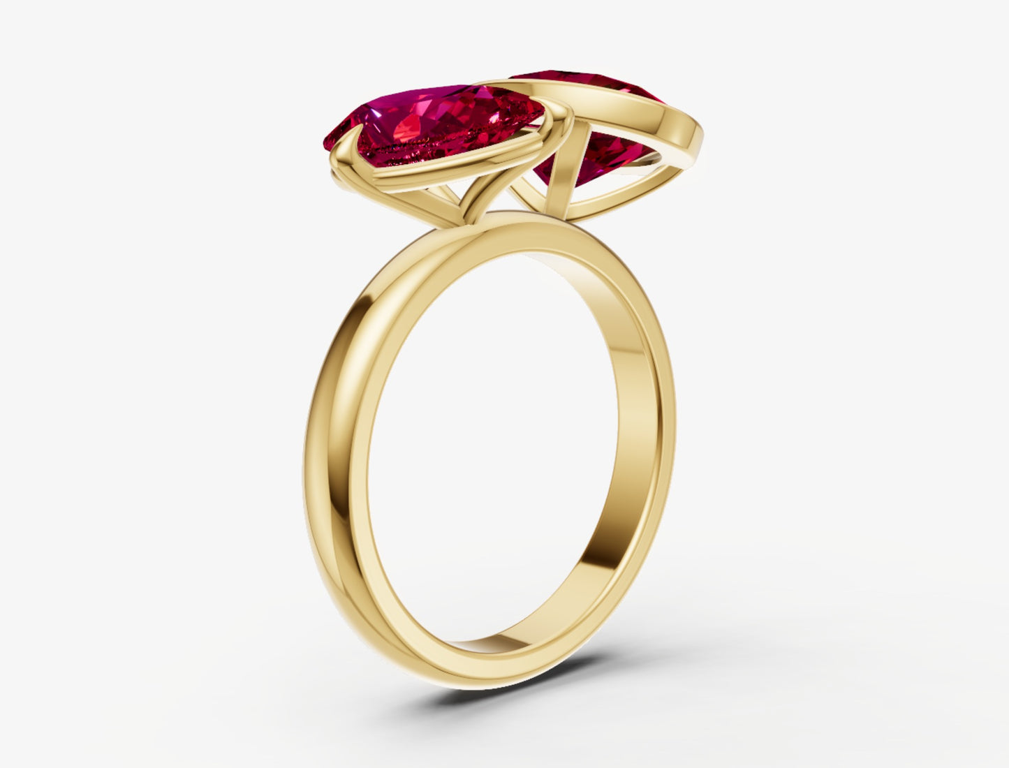 Ruby Toi et Moi Bezel Gemstone Engagement Ring