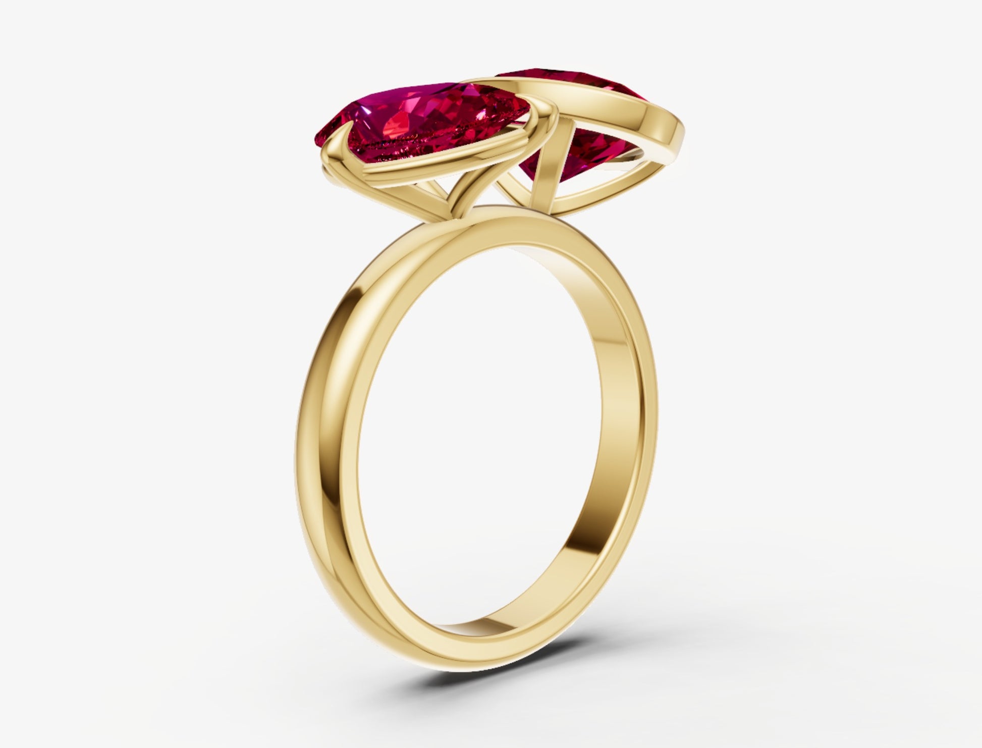 Ruby Toi et Moi Bezel Gemstone Engagement Ring