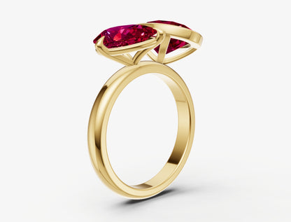 Ruby Toi et Moi Bezel Gemstone Engagement Ring