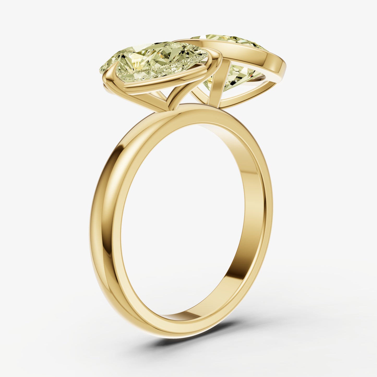 Yellow Diamond Toi et Moi Bezel Gemstone Engagement Ring