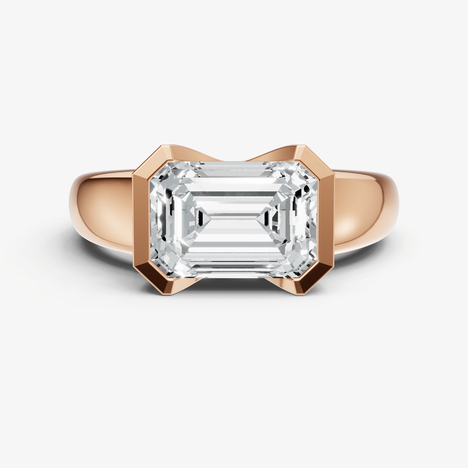 Emerald Signature Half Bezel East-West Engagement Ring
