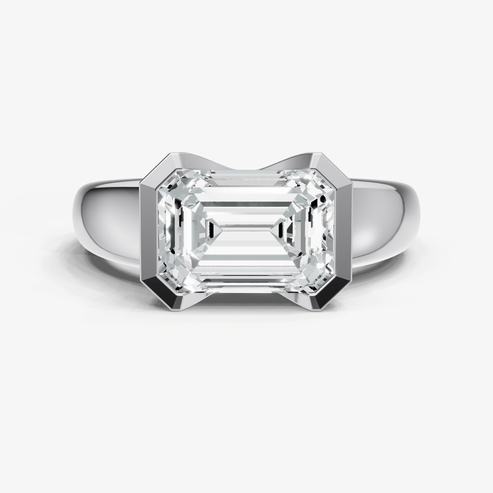 Emerald Signature Half Bezel East-West Engagement Ring
