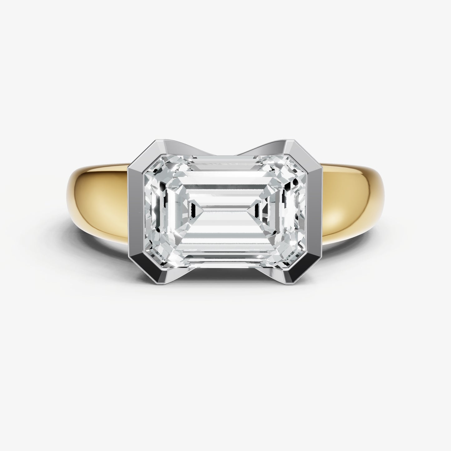 Emerald Signature Half Bezel East-West Engagement Ring