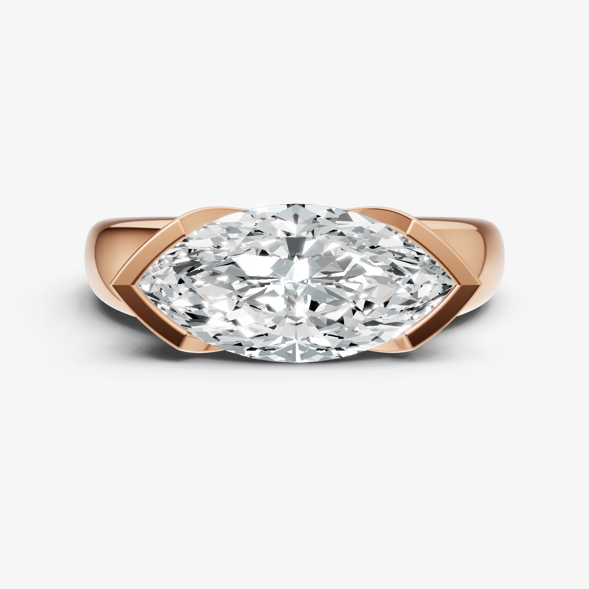 Marquise Signature Half Bezel East-West Engagement Ring
