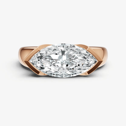 Marquise Signature Half Bezel East-West Engagement Ring
