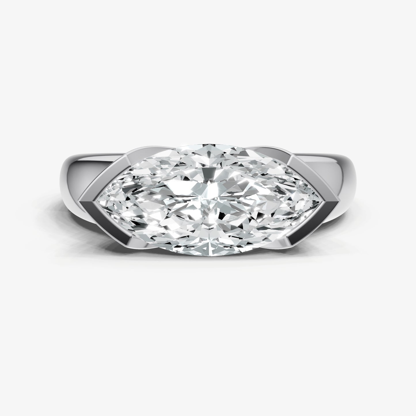 Marquise Signature Half Bezel East-West Engagement Ring