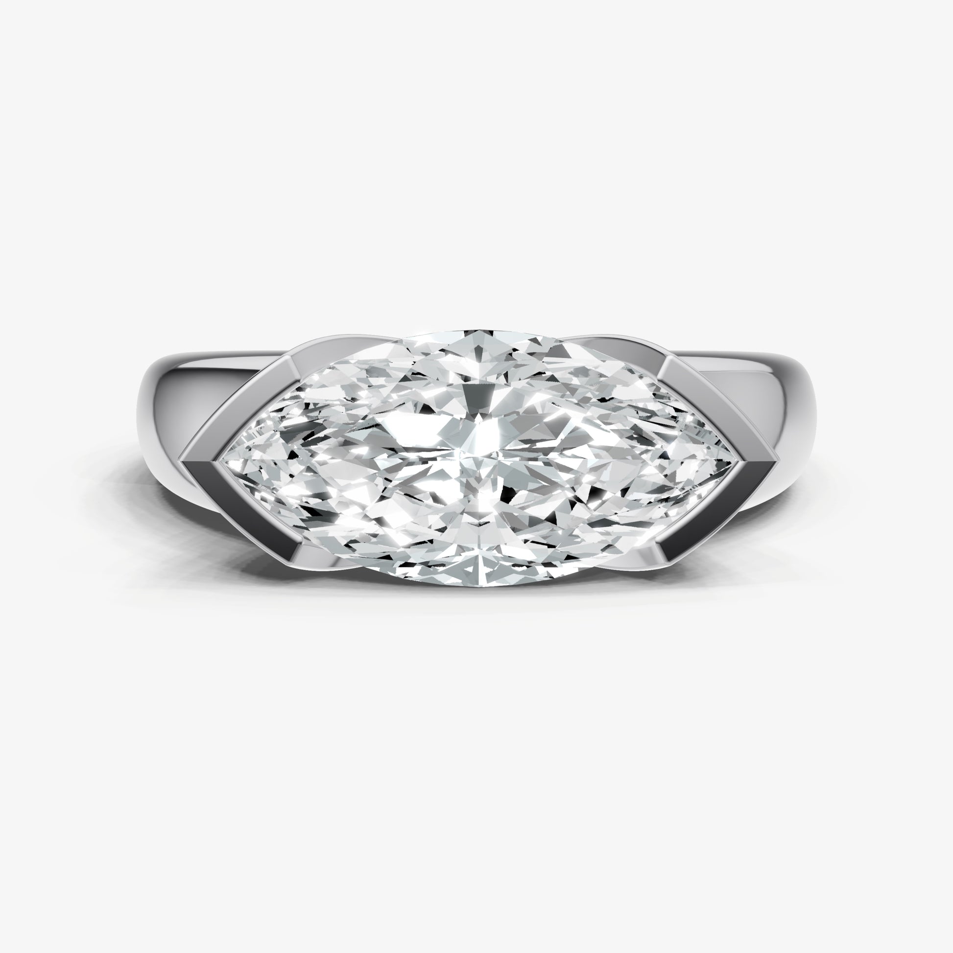Marquise Signature Half Bezel East-West Engagement Ring