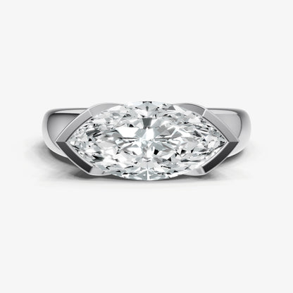 Marquise Signature Half Bezel East-West Engagement Ring