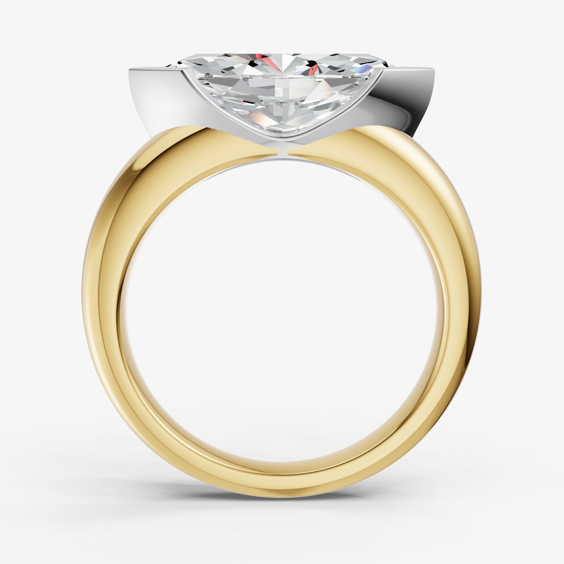 Marquise Signature Half Bezel East-West Engagement Ring