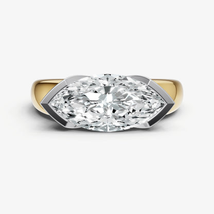 Marquise Signature Half Bezel East-West Engagement Ring