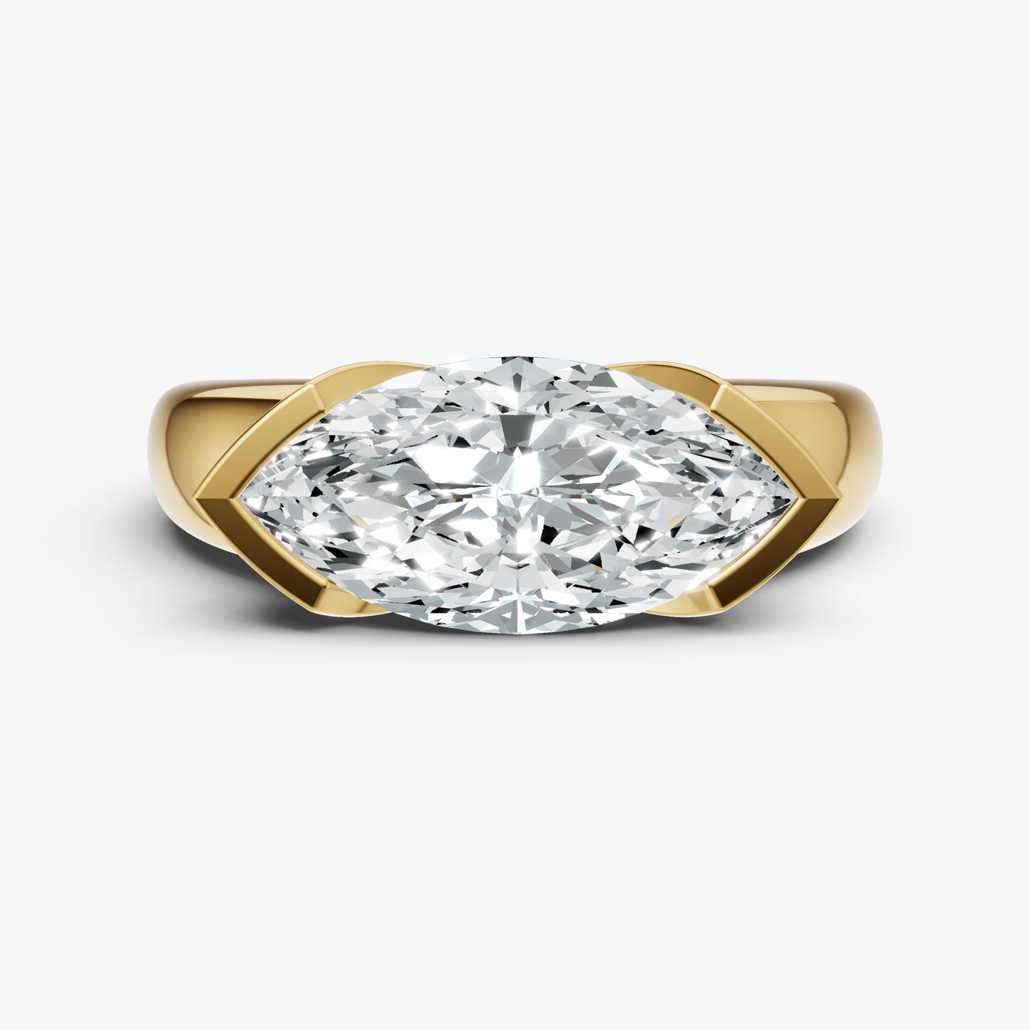 Marquise Signature Half Bezel East-West Engagement Ring