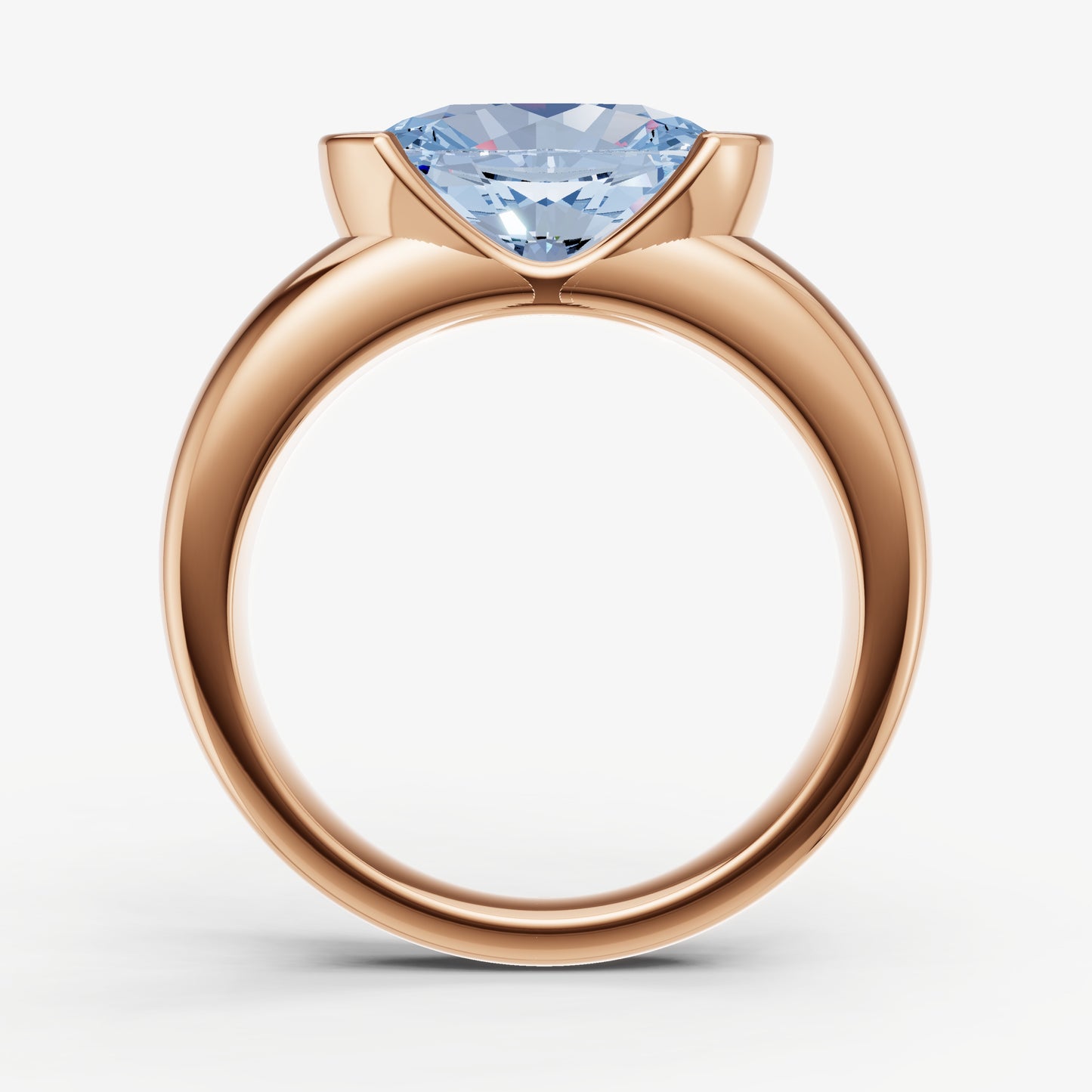 Aquamarine Half Bezel East-West Gemstone Engagement Ring
