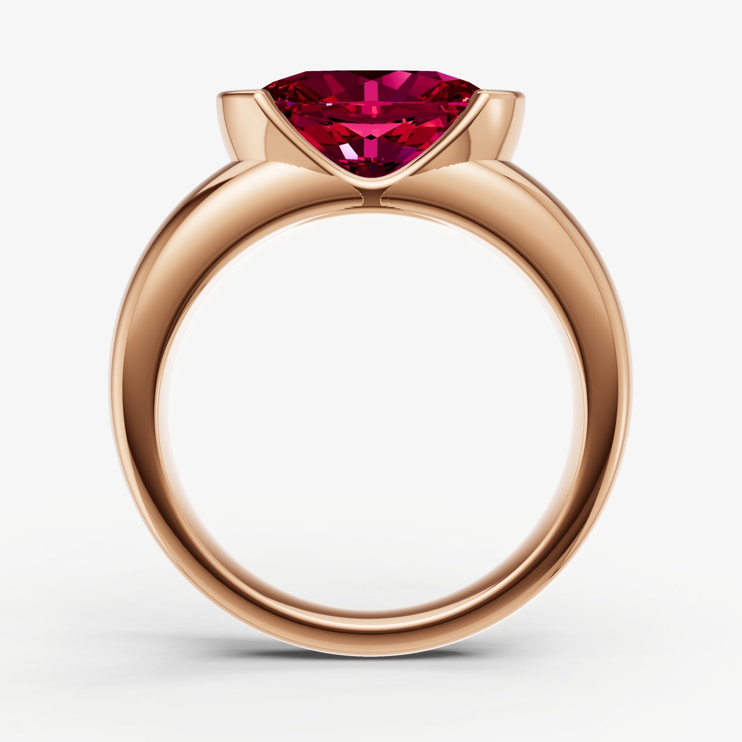 Ruby Half Bezel East-West Gemstone Engagement Ring