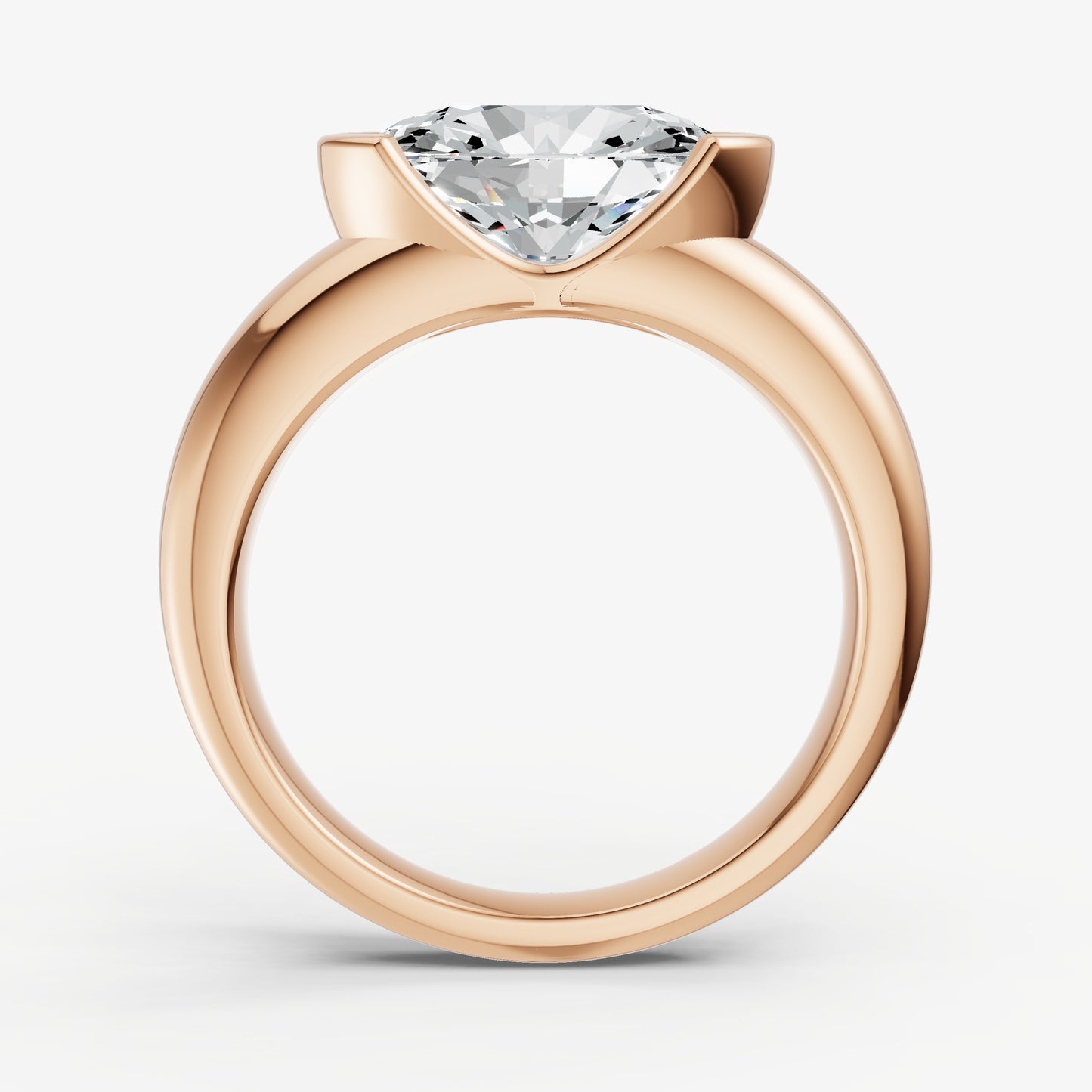 Oval Signature Half Bezel East-West Engagement Ring