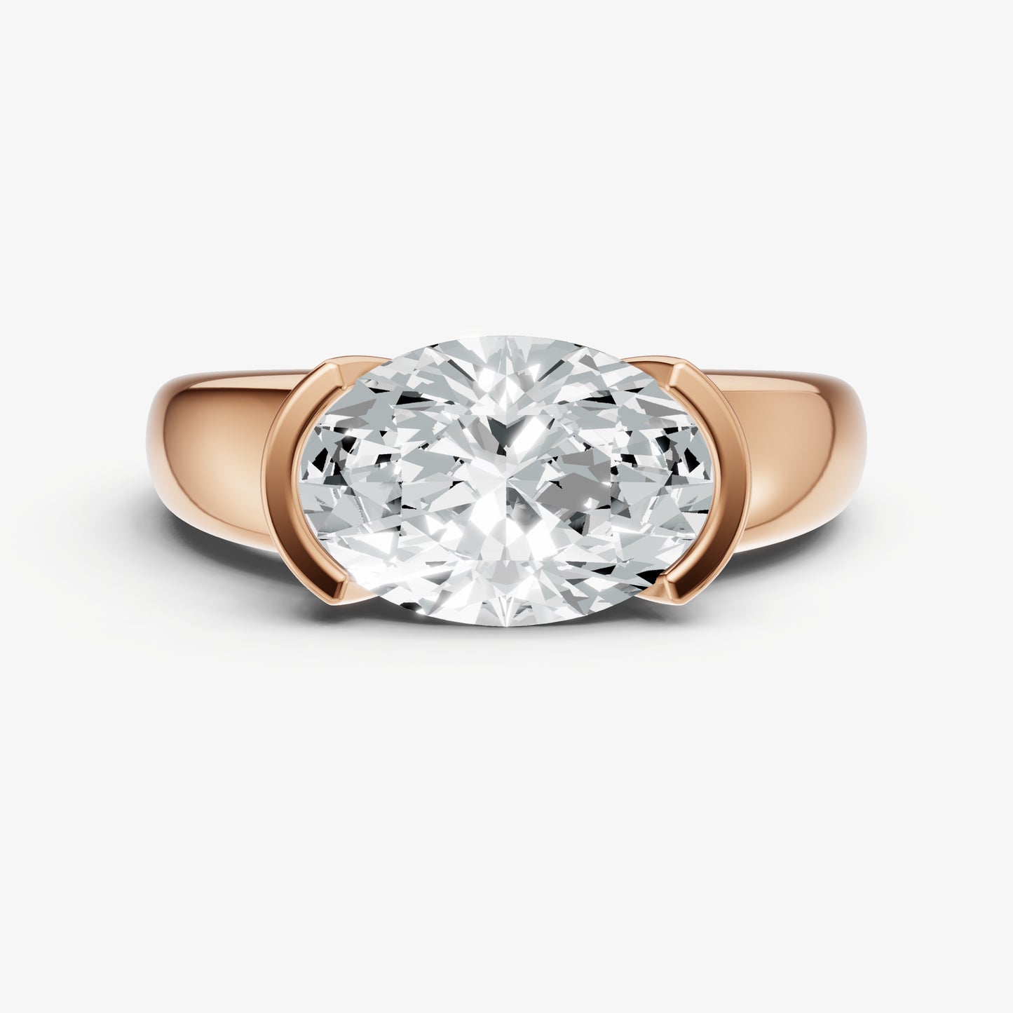 Oval Signature Half Bezel East-West Engagement Ring