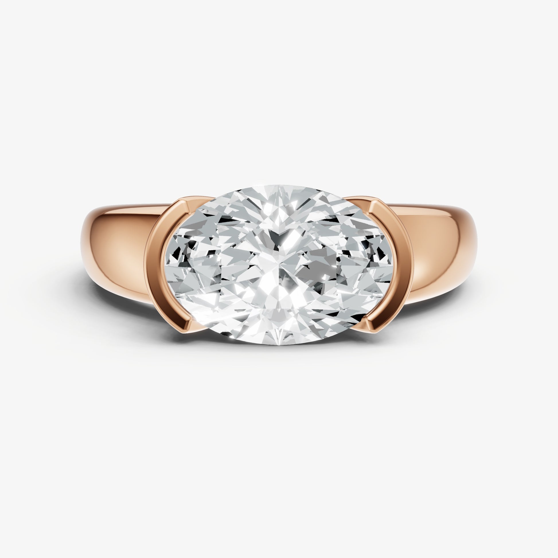 Oval Signature Half Bezel East-West Engagement Ring