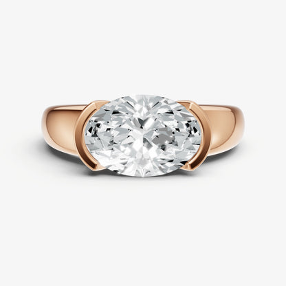 Oval Signature Half Bezel East-West Engagement Ring