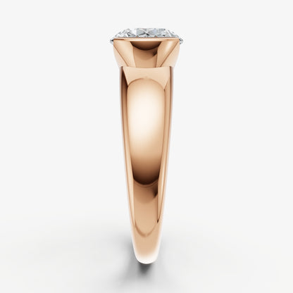 Oval Signature Half Bezel East-West Engagement Ring