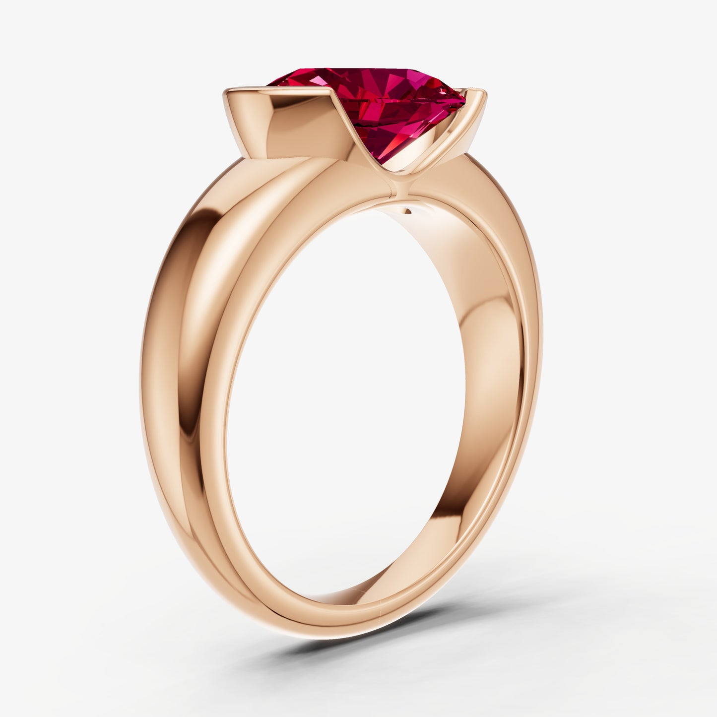 Ruby Half Bezel East-West Gemstone Engagement Ring