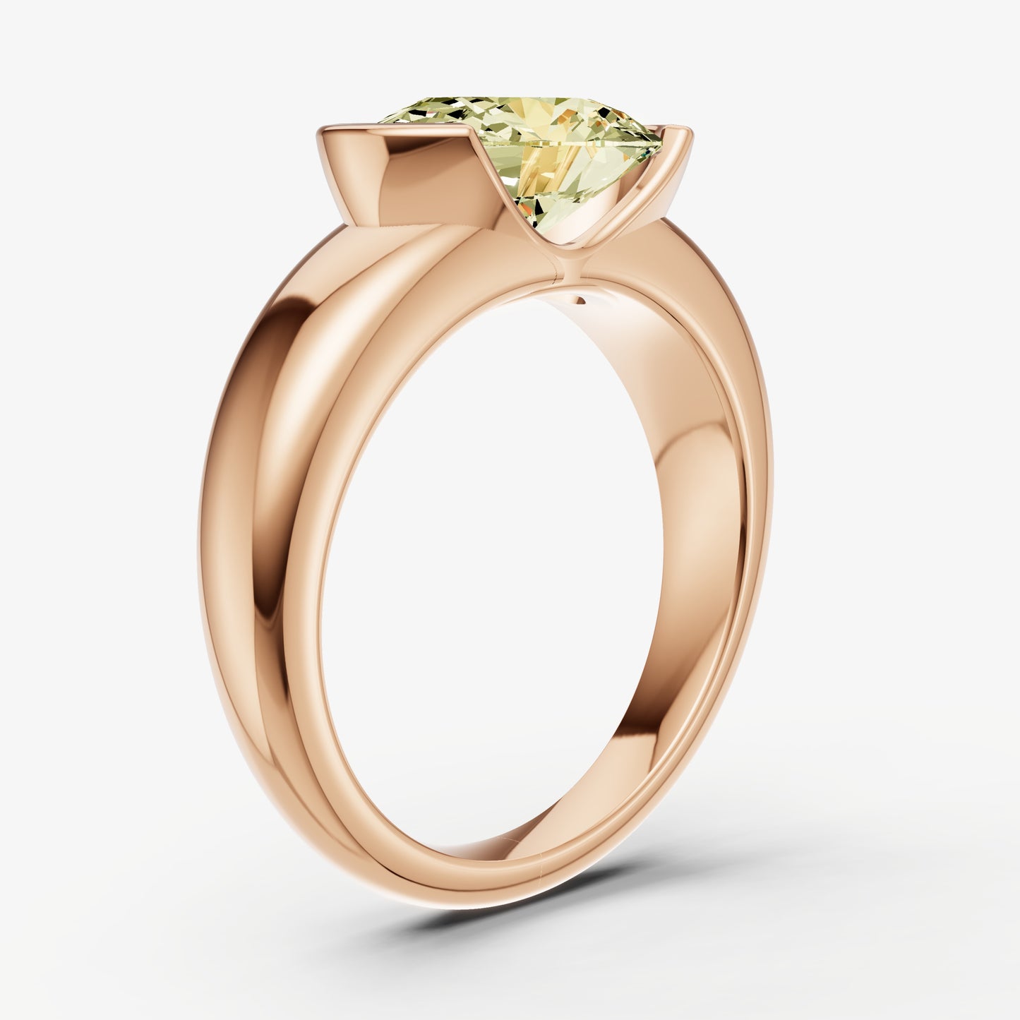 Yellow Diamond Half Bezel East-West Gemstone Engagement Ring