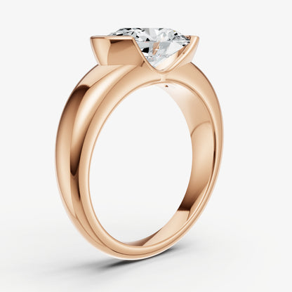 Oval Signature Half Bezel East-West Engagement Ring
