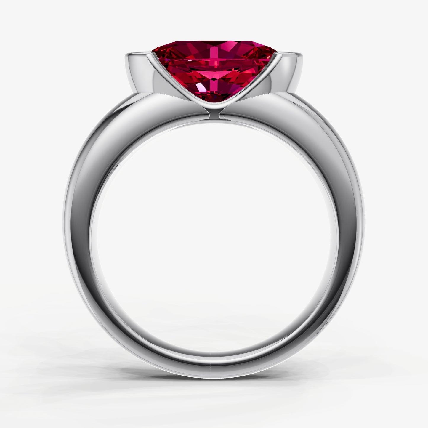 Ruby Half Bezel East-West Gemstone Engagement Ring