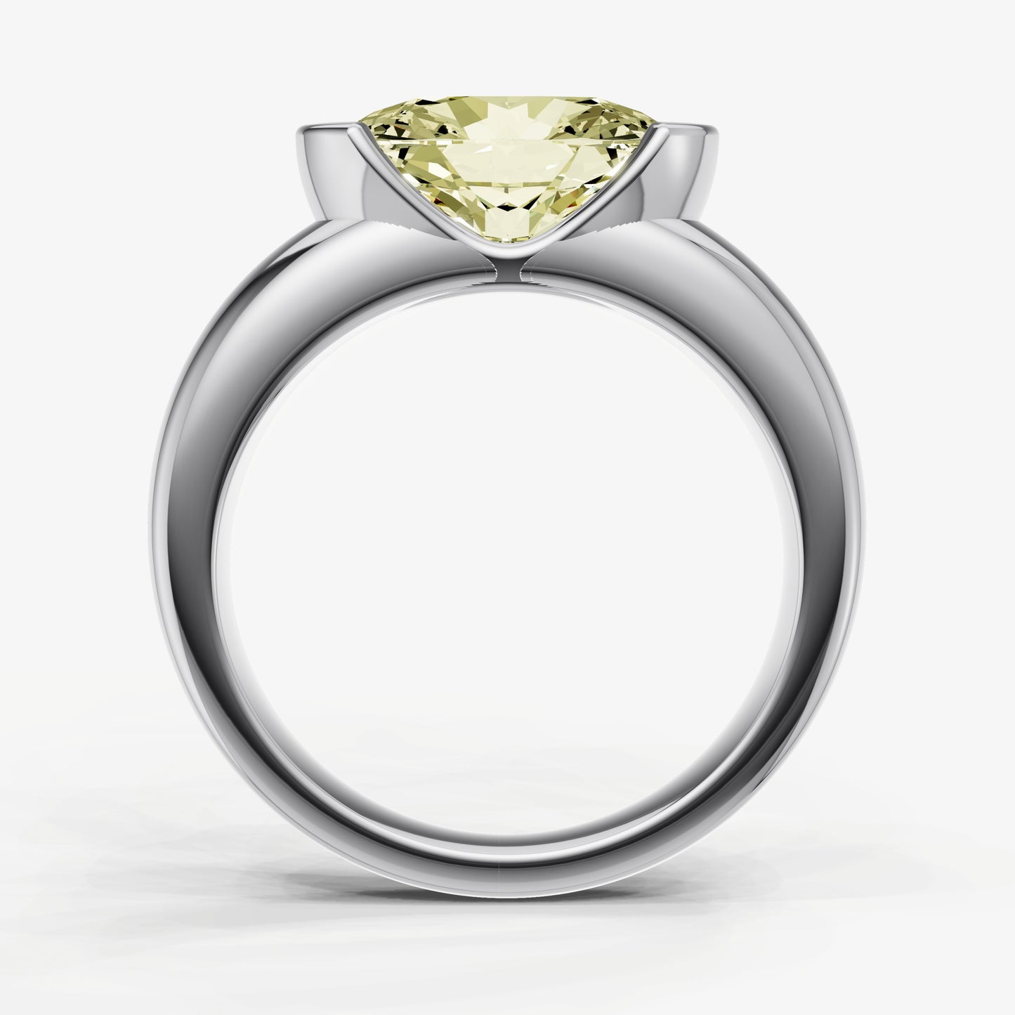 Yellow Diamond Half Bezel East-West Gemstone Engagement Ring