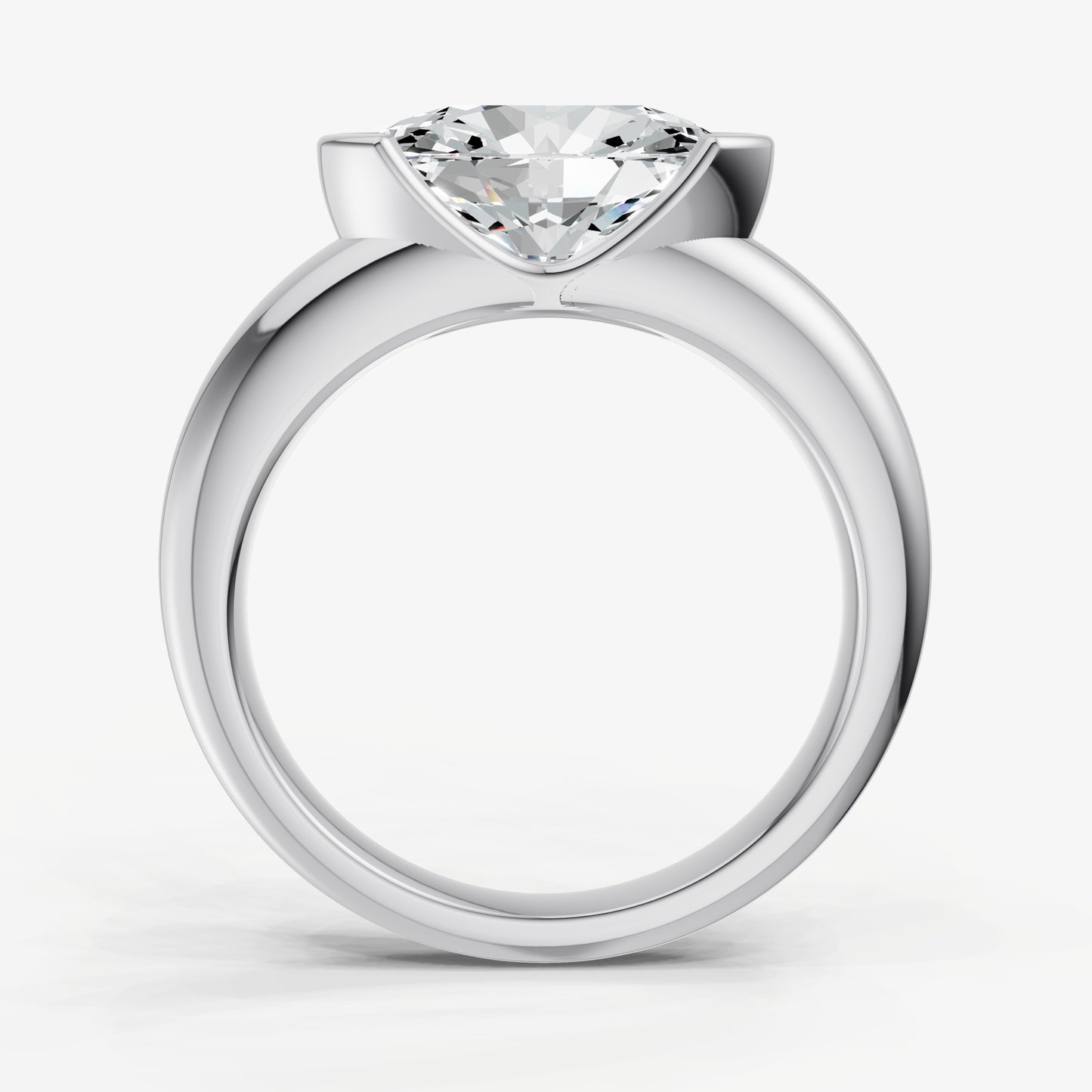 Oval Signature Half Bezel East-West Engagement Ring