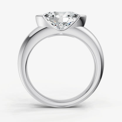 Oval Signature Half Bezel East-West Engagement Ring