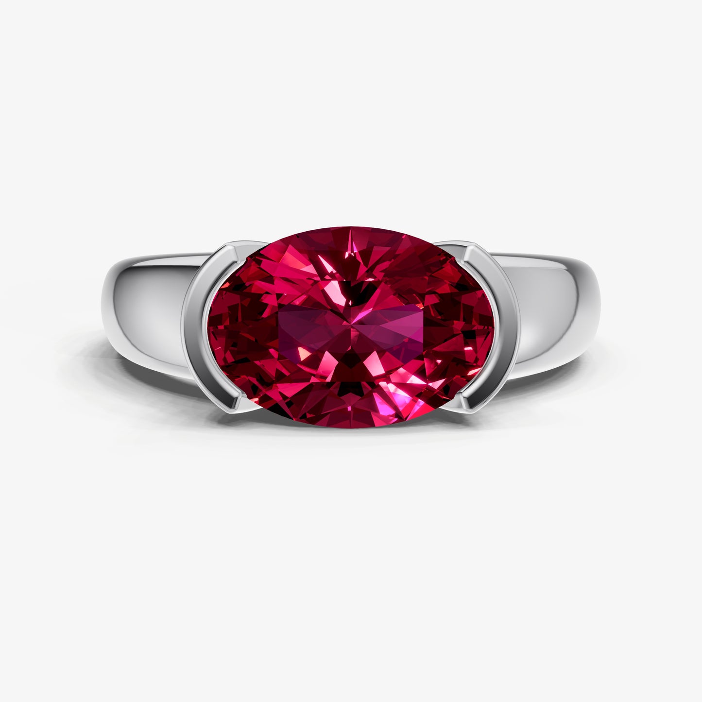 Ruby Half Bezel East-West Gemstone Engagement Ring