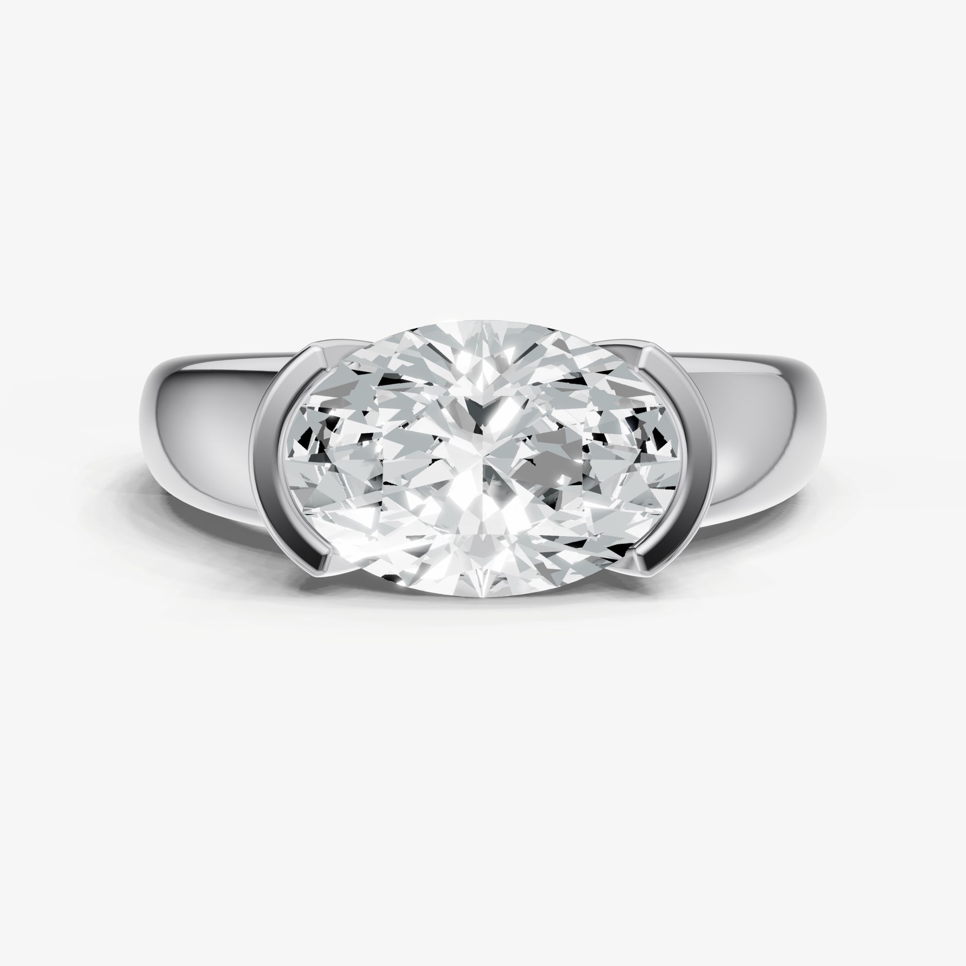 Oval Signature Half Bezel East-West Engagement Ring