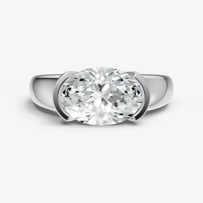 Oval Signature Half Bezel East-West Engagement Ring