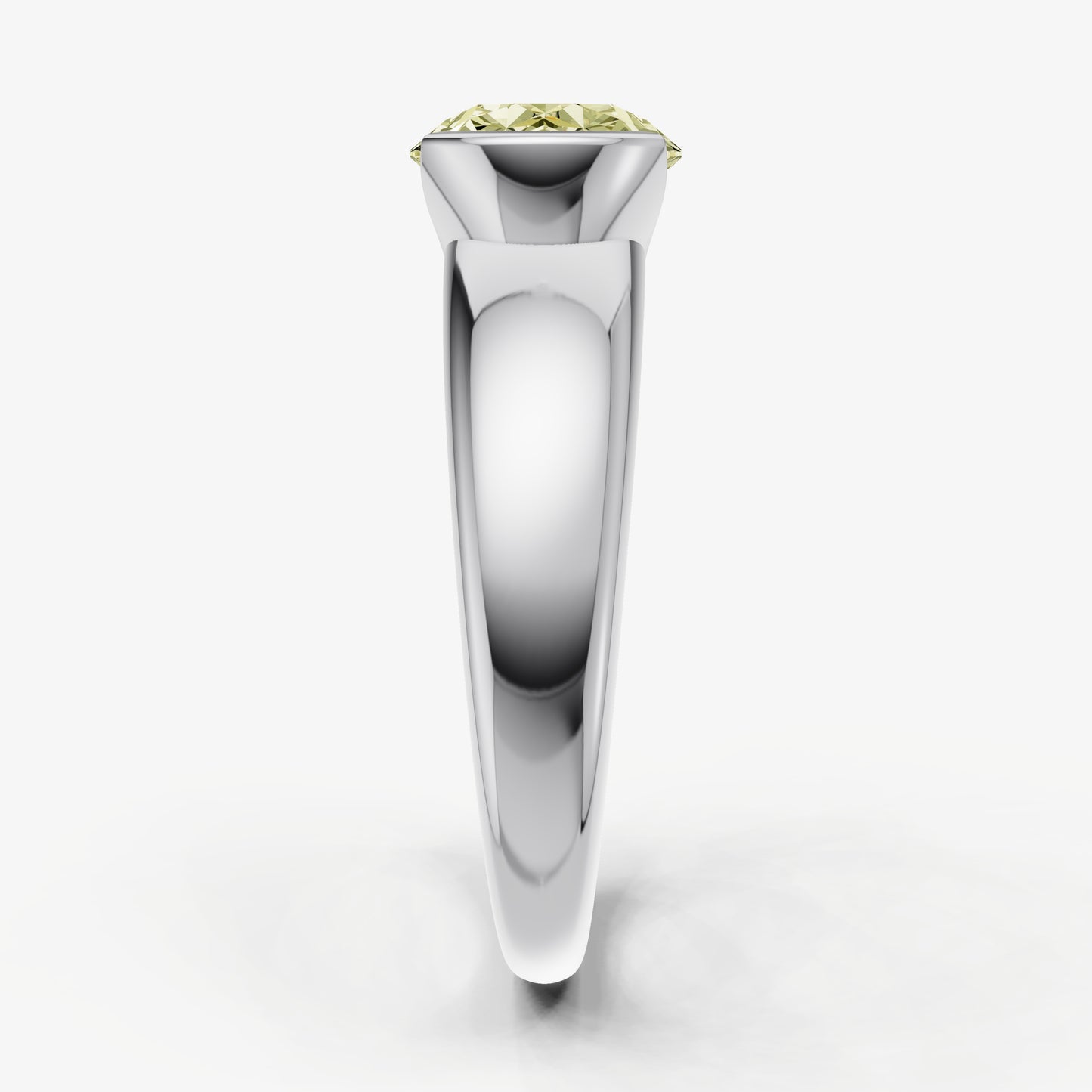 Yellow Diamond Half Bezel East-West Gemstone Engagement Ring