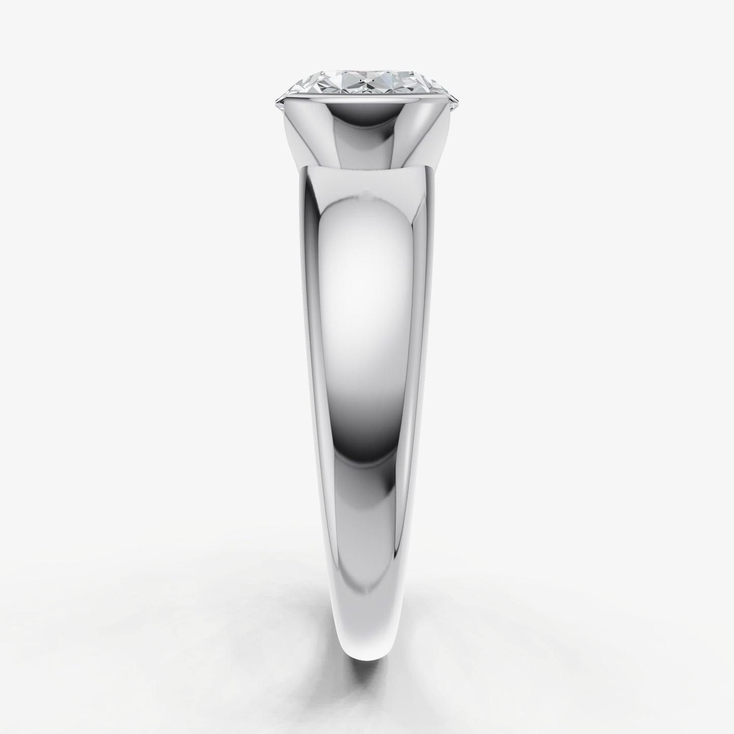 Oval Signature Half Bezel East-West Engagement Ring