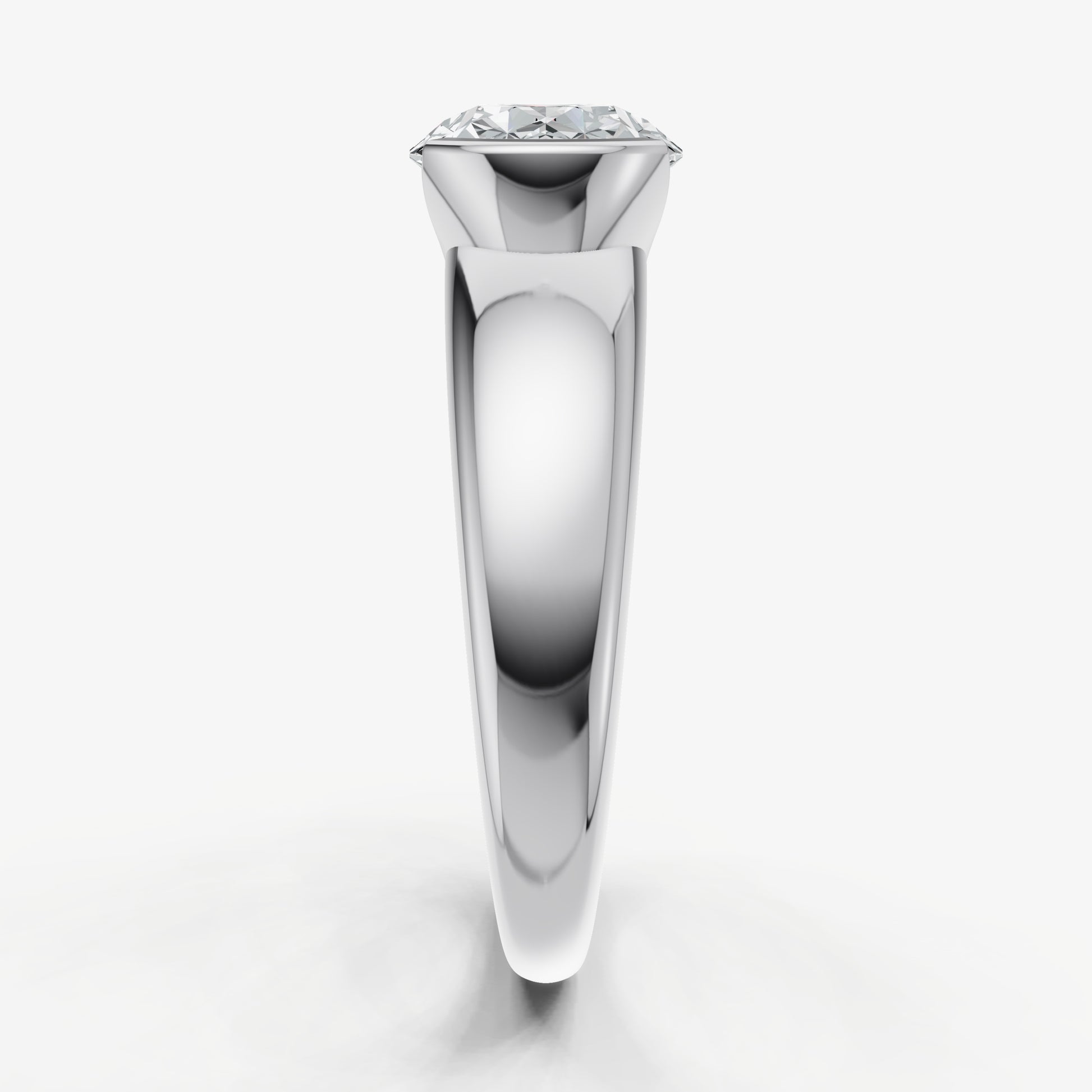 Oval Signature Half Bezel East-West Engagement Ring
