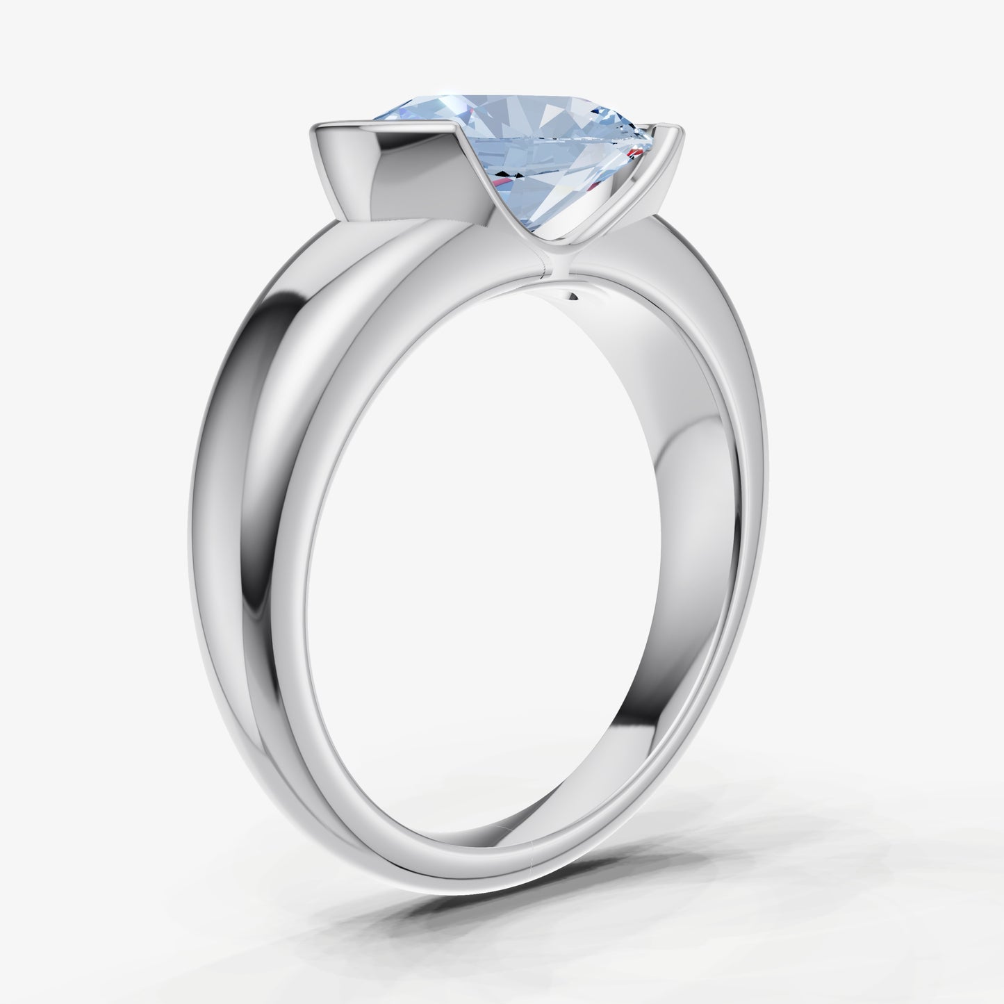 Aquamarine Half Bezel East-West Gemstone Engagement Ring