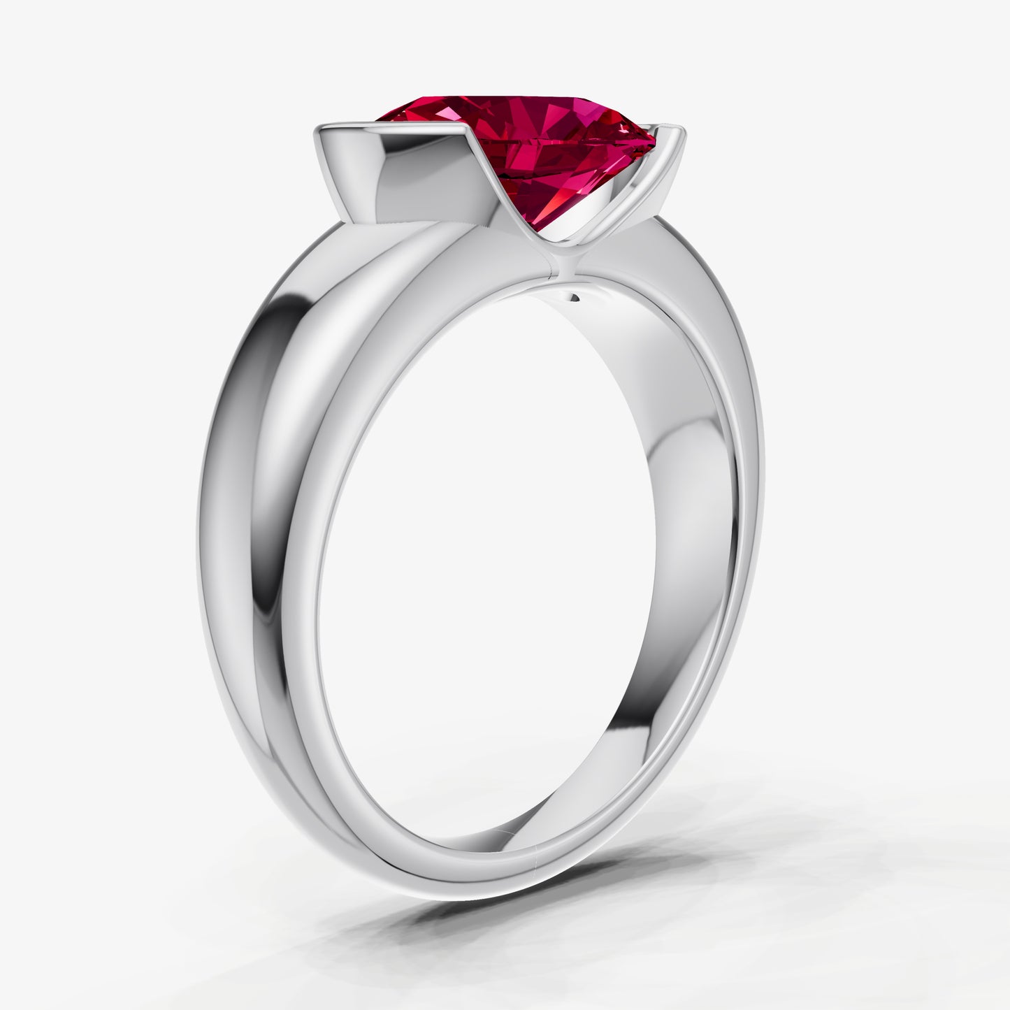 Ruby Half Bezel East-West Gemstone Engagement Ring